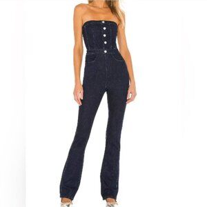 WEWOREWHAT Strapless Denim Jumpsuit Dark Wash Stretch Size 6 NEW NWT